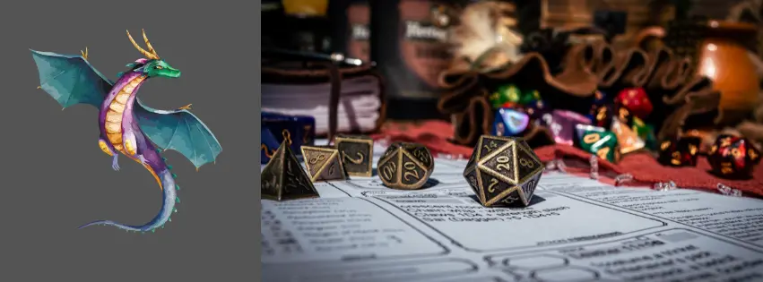 Character sheets and dice