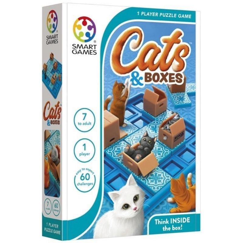 SmartGames - Cats & Boxes, Puzzle Game with 60 Challenges, 7 Years