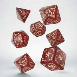 Tribal Dice Set: Shimmering Red & Beige