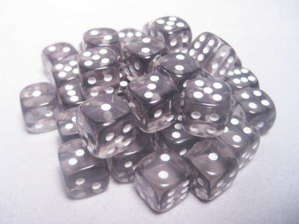 Chessex - Translucent 12mm D6 Dice Block - Smoke w/white