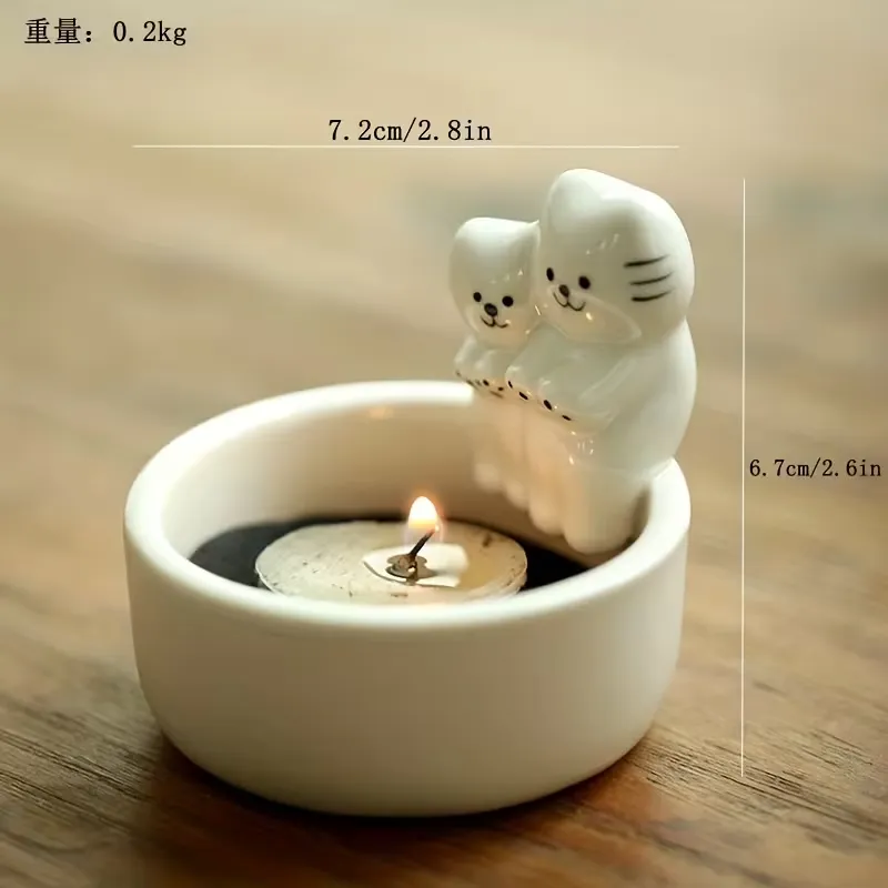 Ceramic Sitting Kittens Candle Holder