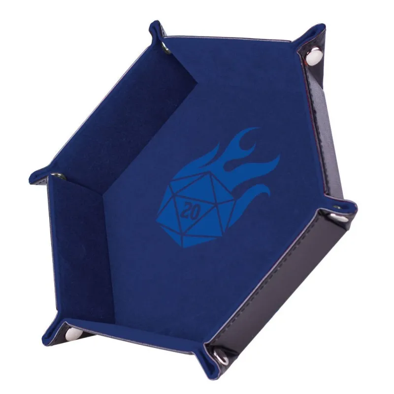 EPIC FORGE Dice tray - Critical Blue - 19 x 19 cm - Velvet and Leather
