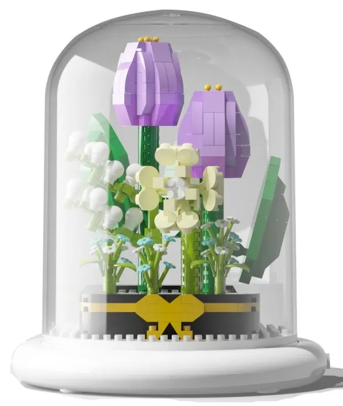 Mini Building Block Puzzle Flower with LED