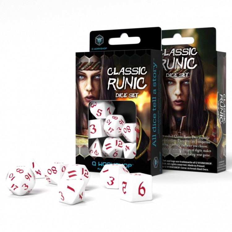 Classic Runic White & red Dice Set