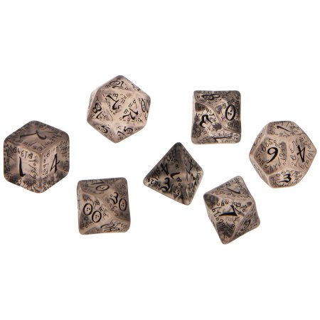 Elvish Translucent & black Dice Set