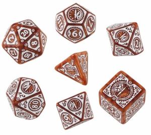 Steampunk Clockwork Caramel & White Dice Set