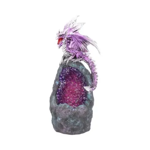 Amethyst Crystal Geode Protecting Dragon figure LED