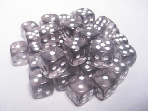 Chessex - Translucent 12mm D6 Dice Block - Smoke w/white