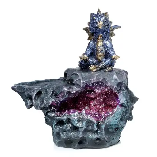 Elements Yoga Dragon LED Crystal Cave Ashcatcher Incense Stick Burner 